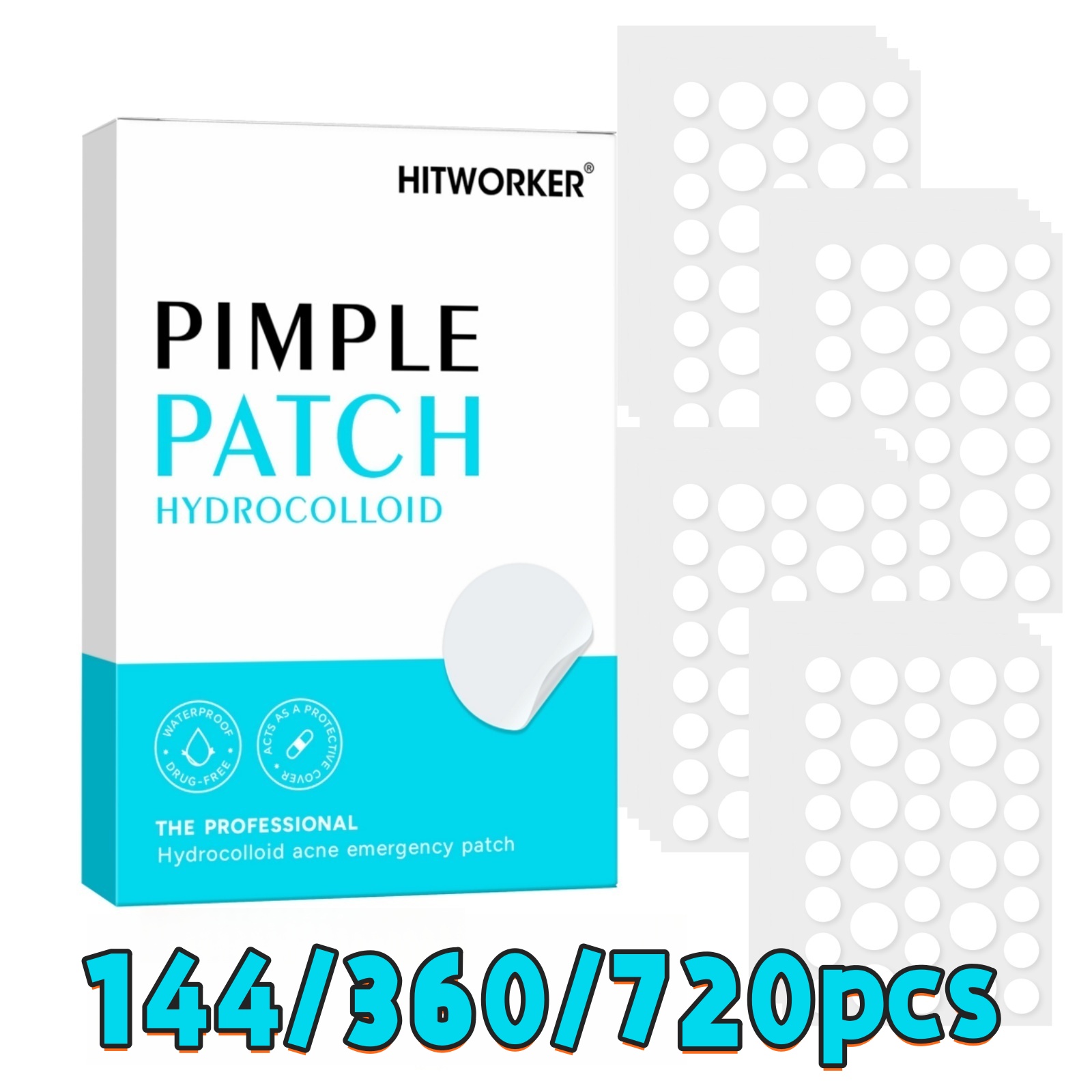 Hydrocolloid Pimple Patch - 144/360/720 patchs hydrocolloïdes pour l'acné et