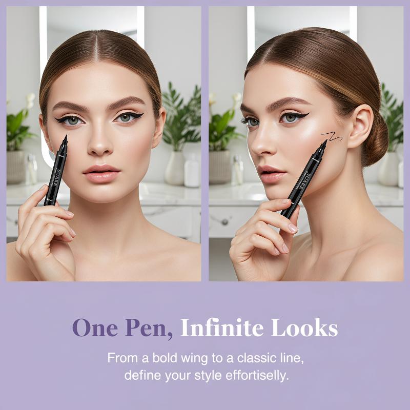 Waterproof Liquid Eyeliner Pen - 2 stylos eye-liner noirs à double