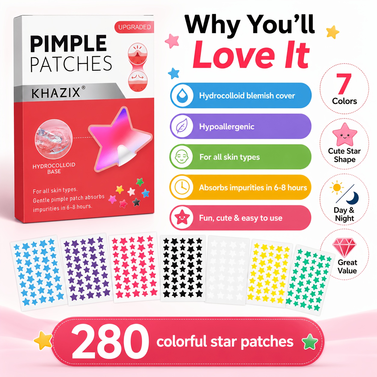 280 Patchs Étoiles Anti-Bouton - Hydrocolloid Pimple Patch avis et prix